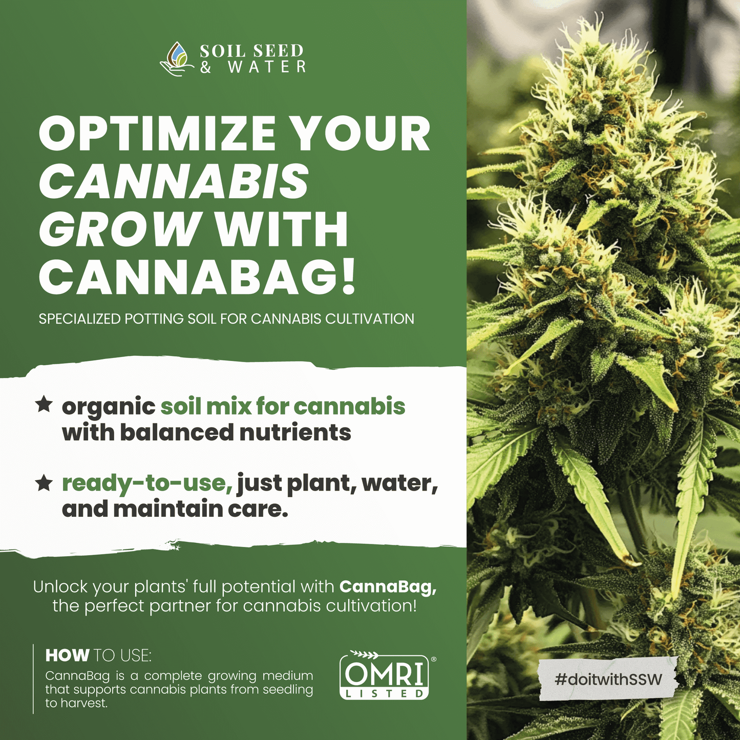 Tierra orgánica para macetas CannaBag para la familia de plantas Cannabacae