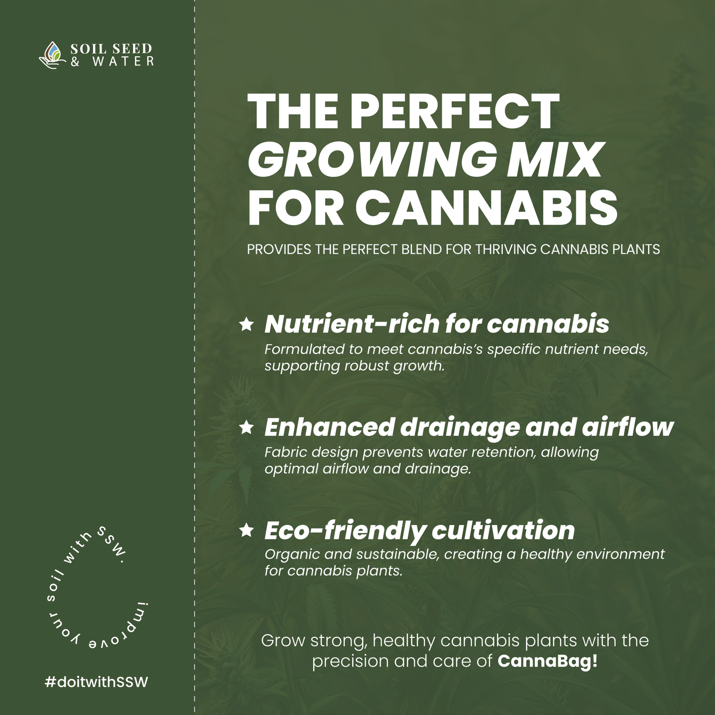 Tierra orgánica para macetas CannaBag para la familia de plantas Cannabacae