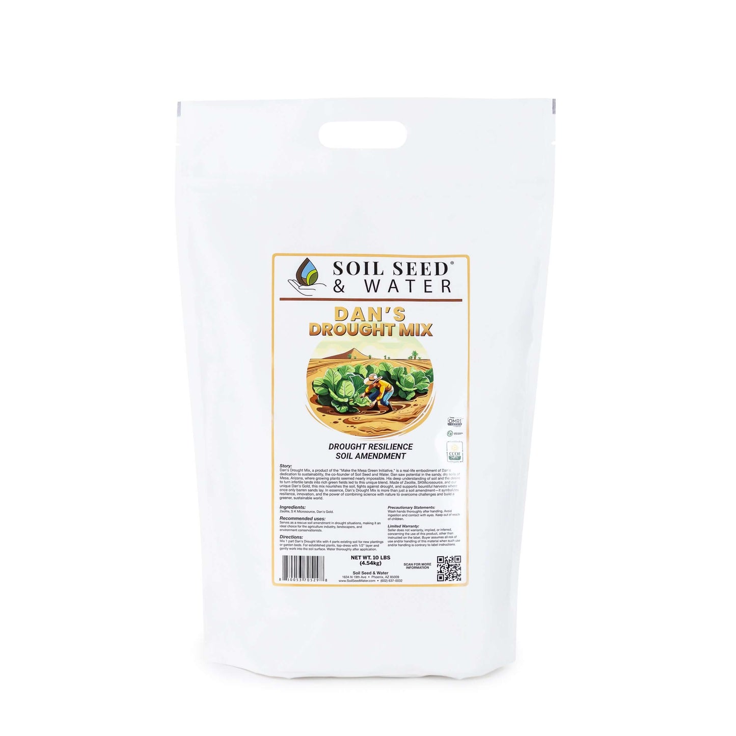Fertilizante orgánico concentrado para suelos de Dan's Drought Mix para resistencia a la sequía