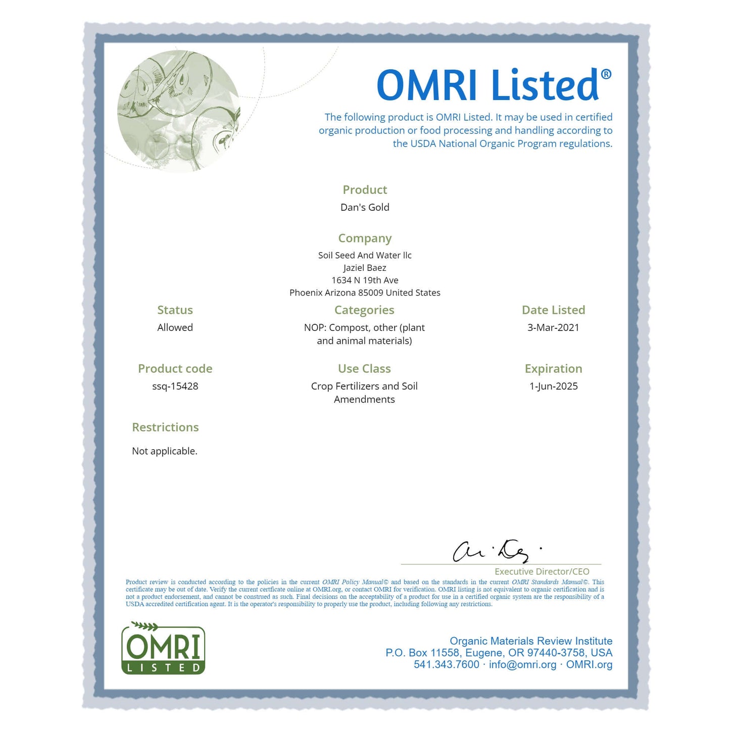 Dan's Gold Organic Dairy Compost