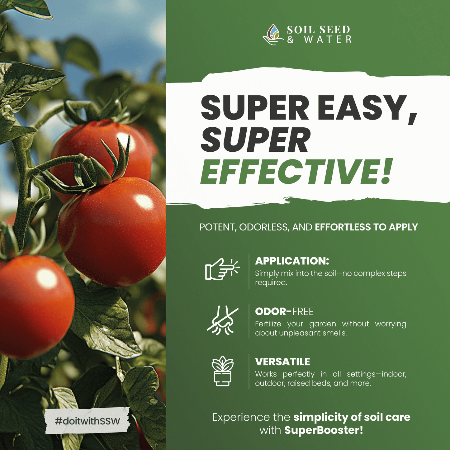 Fertilizante orgánico concentrado para mejorar el suelo SuperBooster