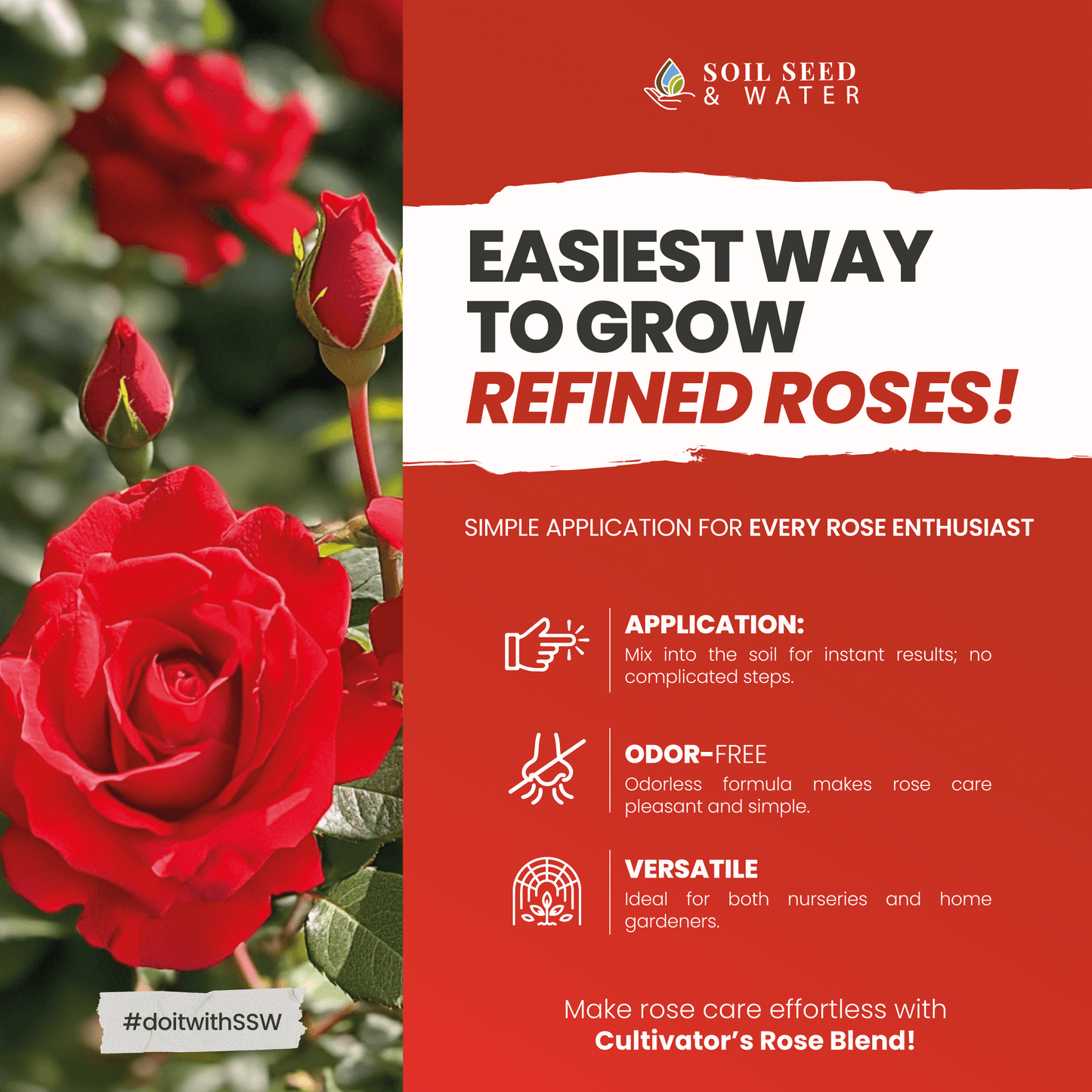 Fertilizante orgánico concentrado para mejorar el suelo Cultivator's Rose Blend