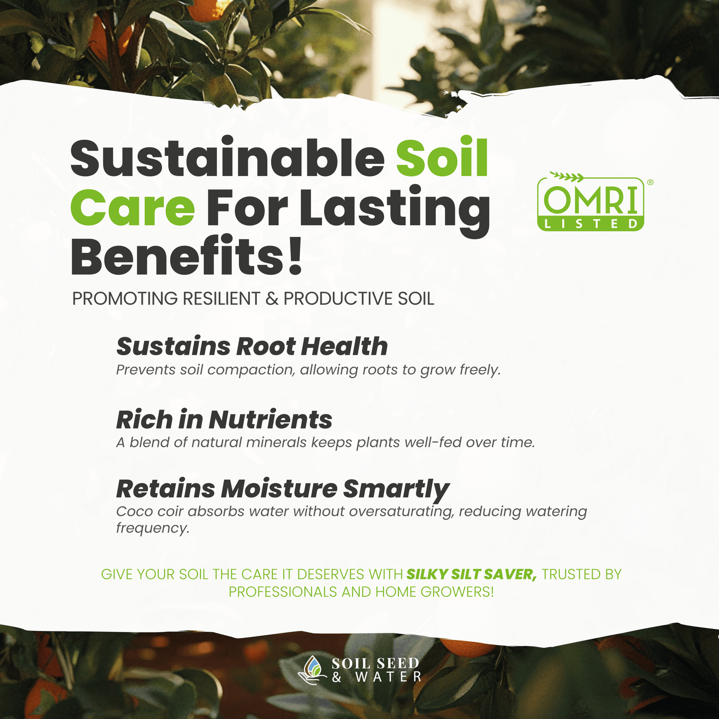 Silky Silt Saver: Silt Soil Drought Blend for Enhanced Moisture Retention
