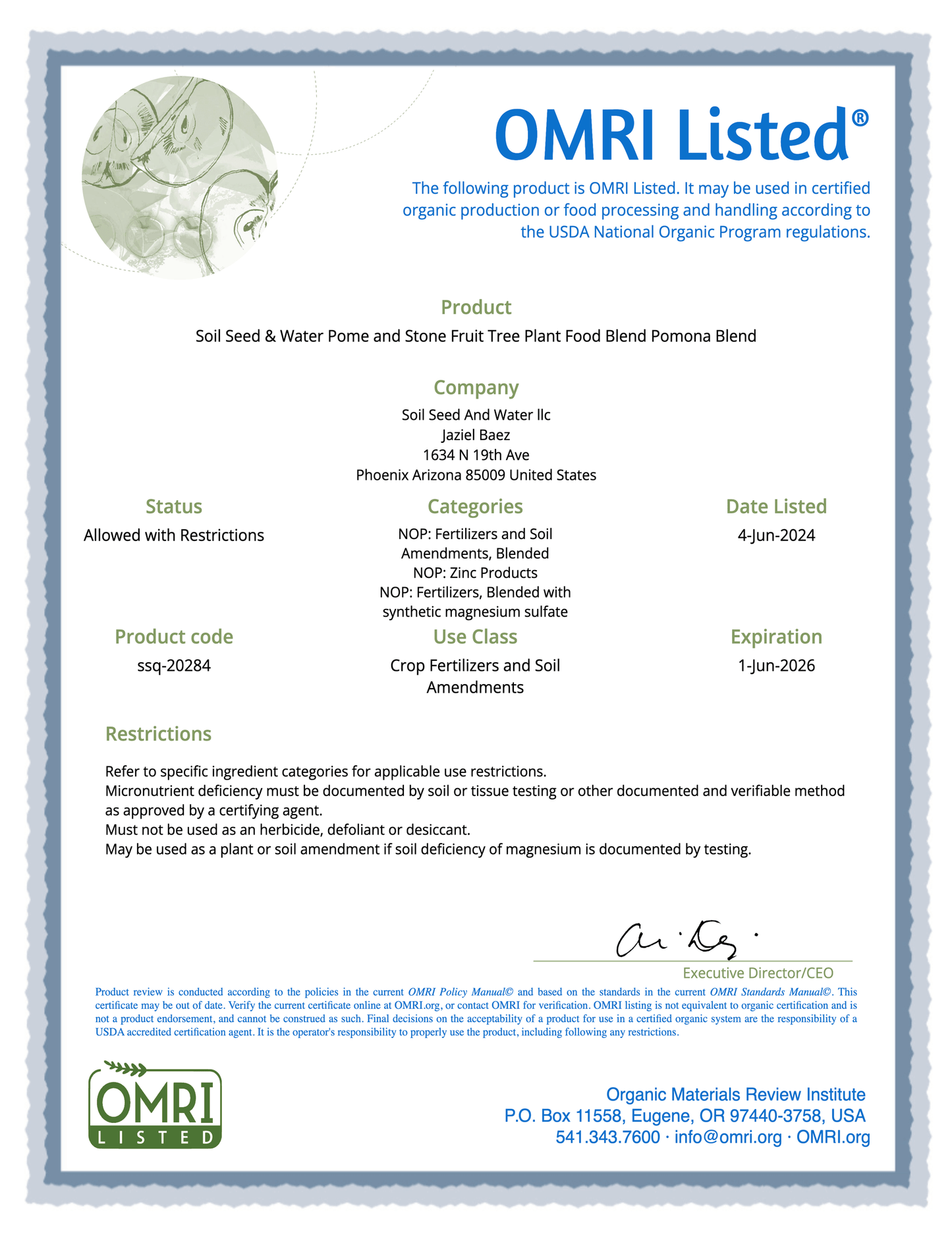 Pomona Blend Concentrated Organic Soil Amendment Fertilizer for Pome & Stone Fruit Trees