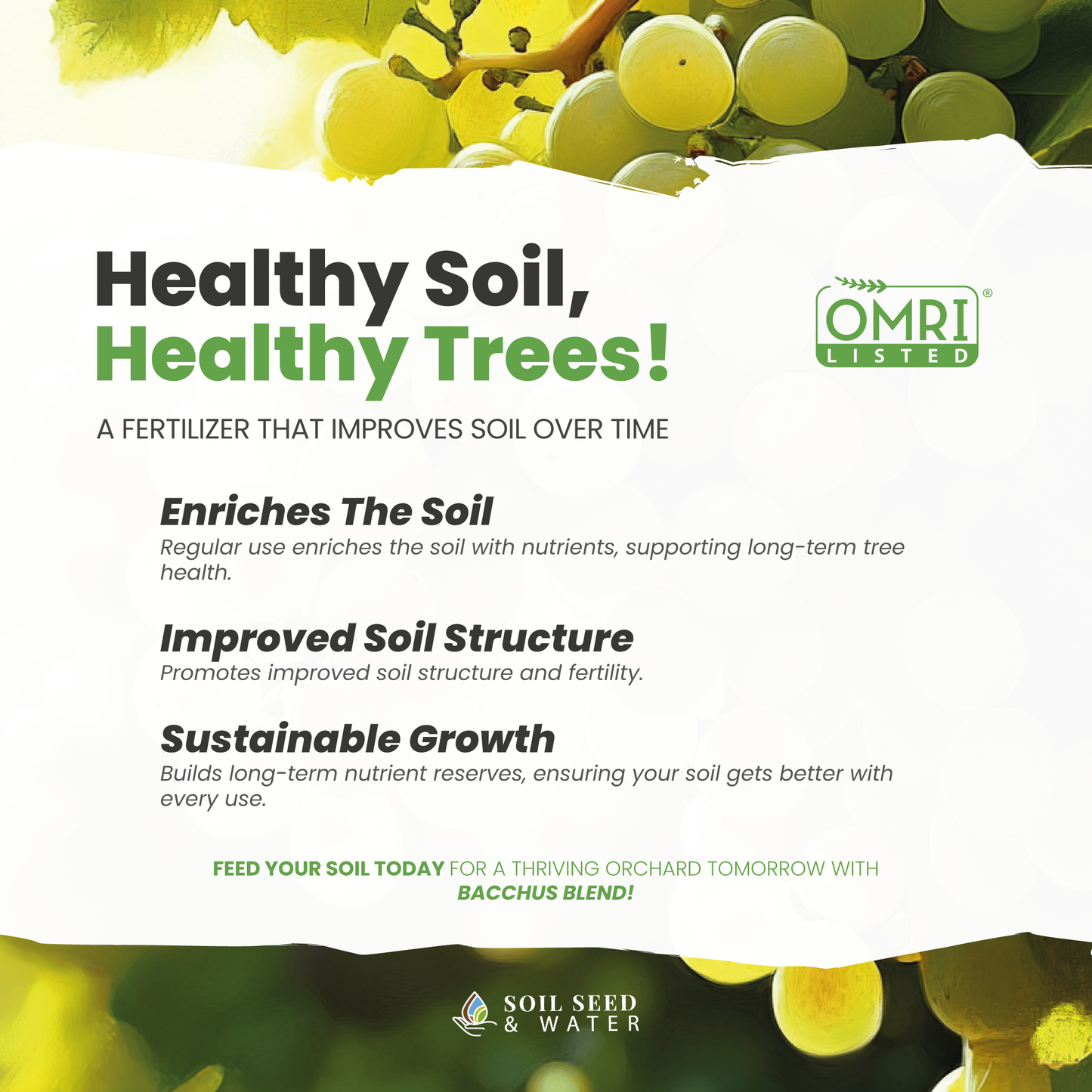 Bacchus Concentrated Organic Soil Amendment Fertilizer for Grape vines