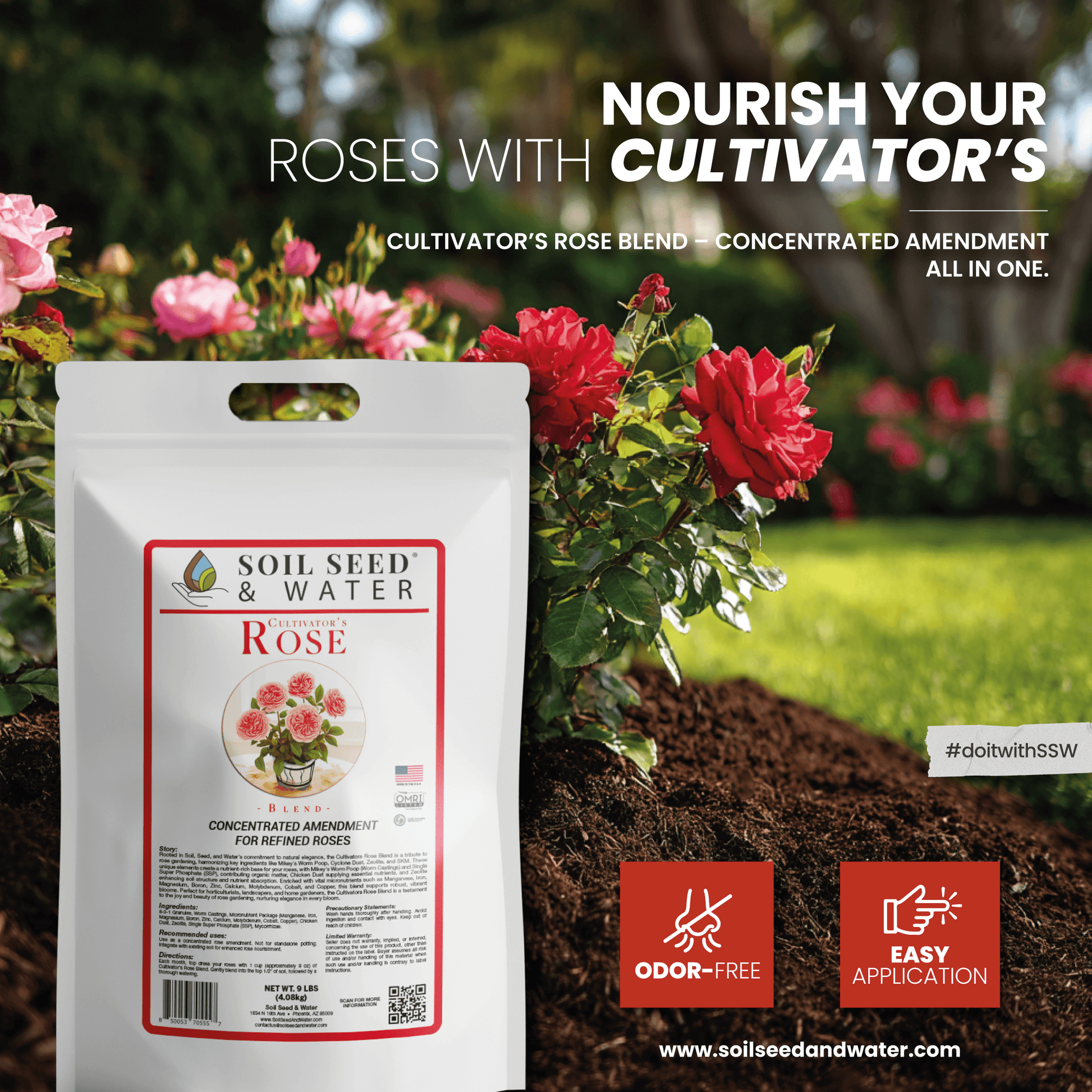 plant fertilizer for roses Cultivator's Rose Blend Concentrated Organic Soil Amendment Fertilizer – Soil Seed & Water