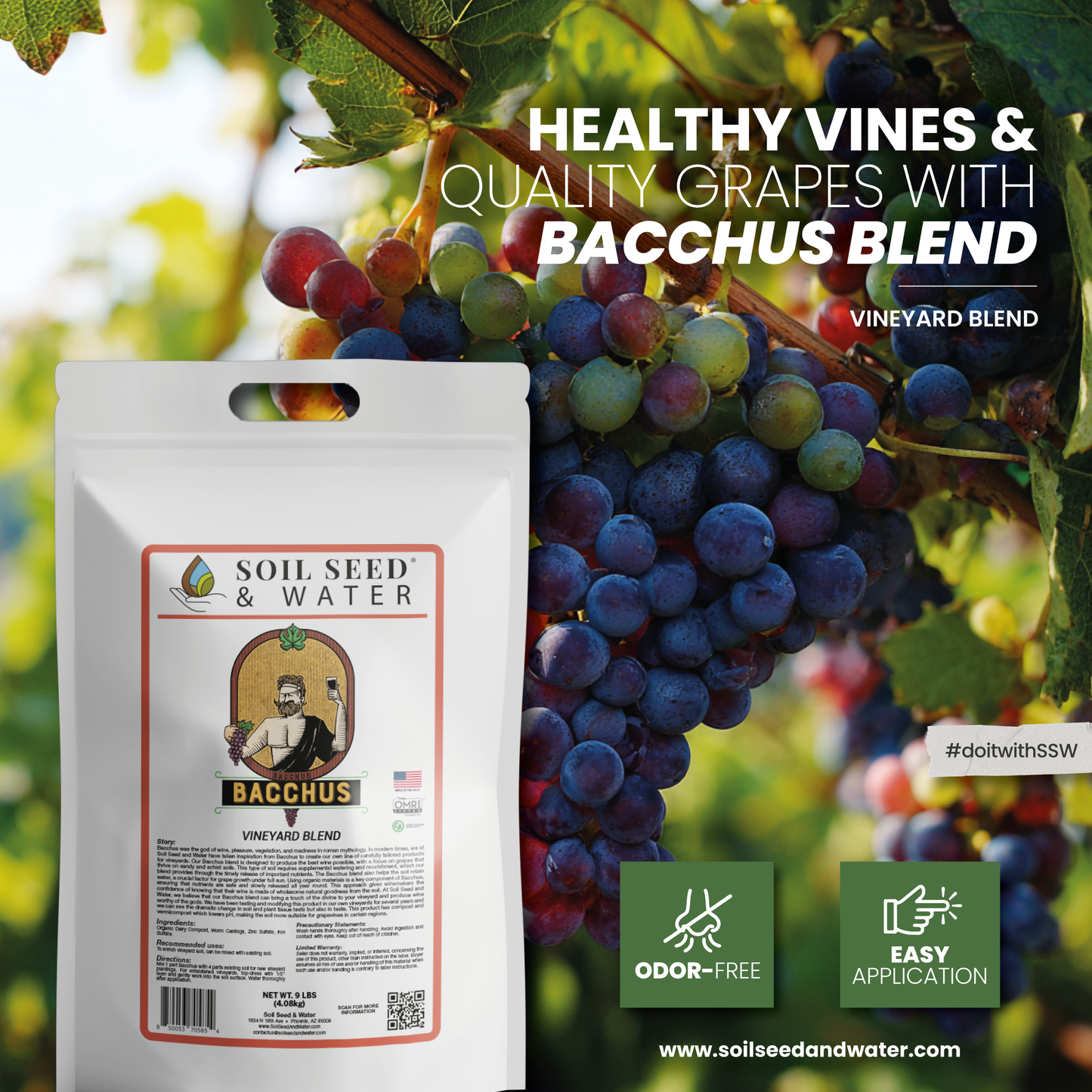 Bacchus Concentrated Organic Soil Amendment Fertilizer for Grape vines