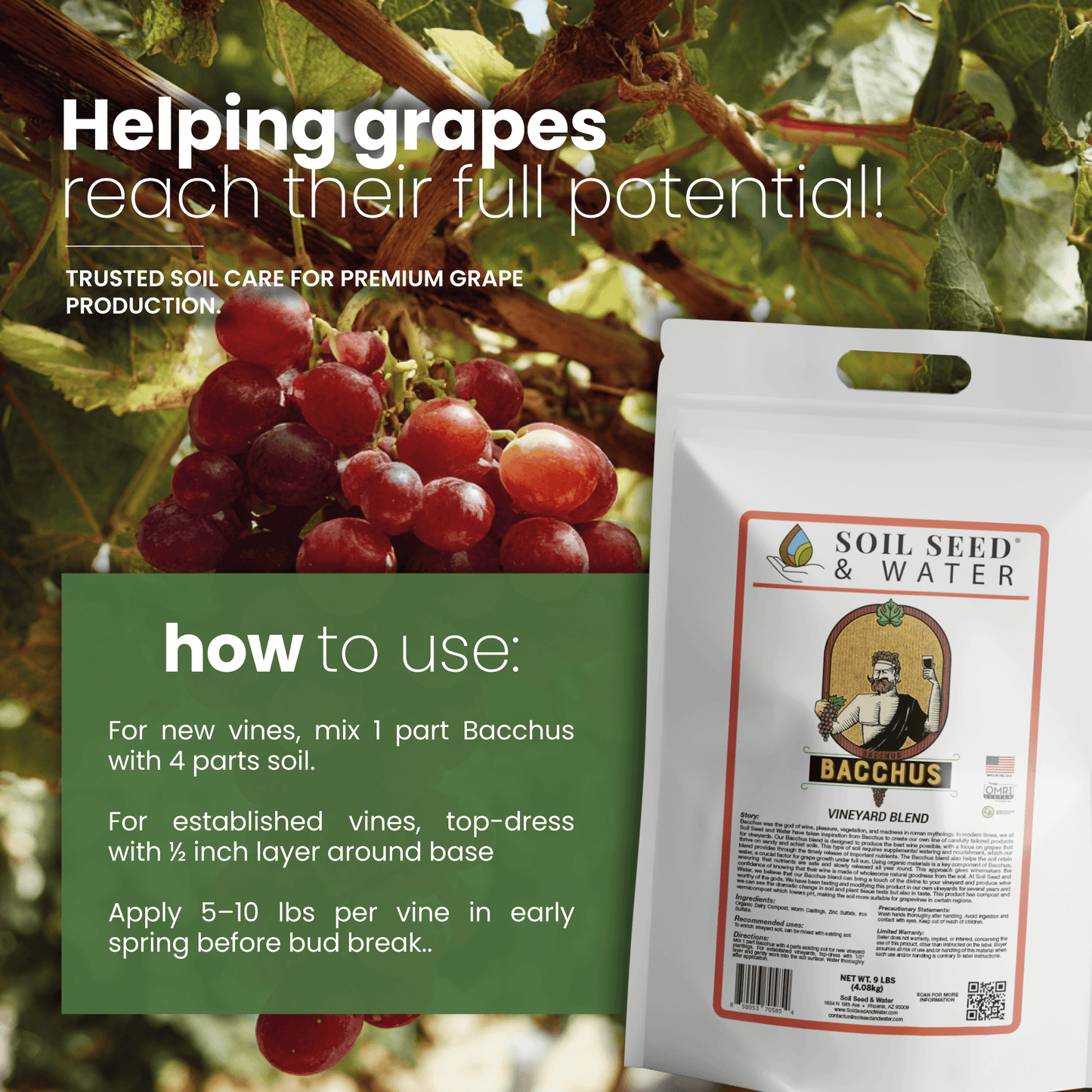 best fertilizer for grape plants Bacchus Concentrated Organic Soil Amendment Fertilizer for Grape vines – Soil Seed & Water